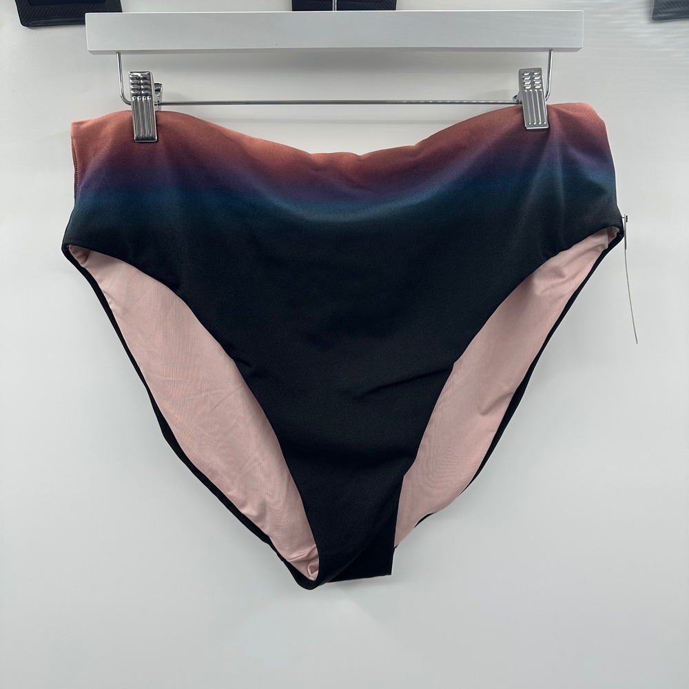 Victorias Secret Archives Swim Ombre High Waist Bikini Bottom XXL Black Pink NWT